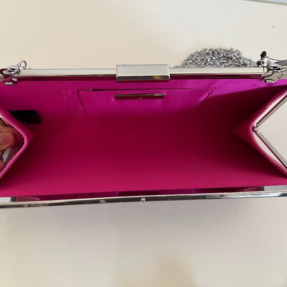 INC INTERNATIONAL CONCEPTS Carolyn Rhinestone Ombre Pink & Silver Evening Clutch - Picture 8 of 12